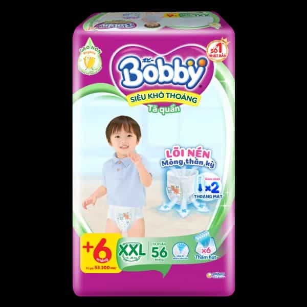 Bỉm tã quần Bobby size XXL (56 miếng, trên 16kg)