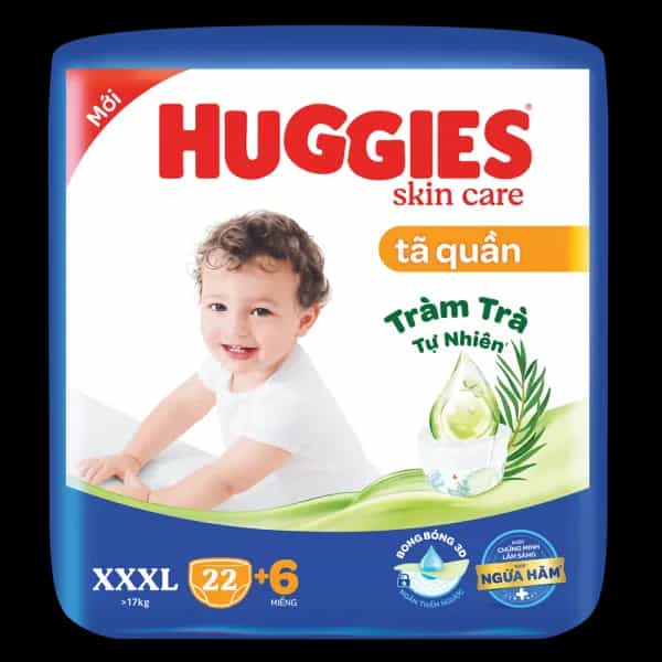 Tã quần Huggies Skincare size XXXL (22 + 6 miếng, trên 17kg)