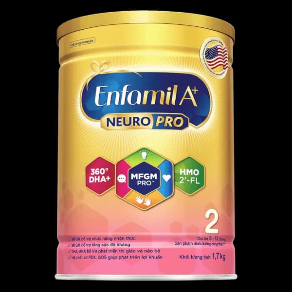 Sữa bột cho bé Enfamil A+ NeuroPro số 2 1,7kg (6 - 12 tháng tuổi) 2Flex