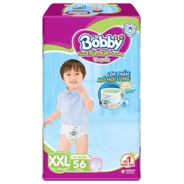 Bỉm tã quần Bobby size XXL (56 miếng, trên 16kg)