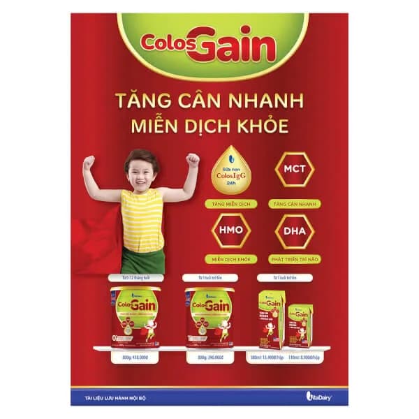 Sữa bột cho bé Colos Gain 0+ 800g (0 - 12 tháng tuổi)