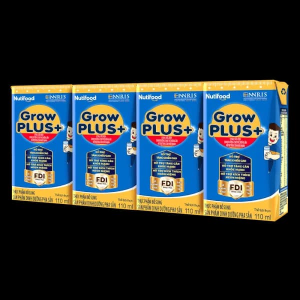 Sữa bột pha sẵn Nutifood GrowPLUS+ Xanh 2+ 110ml (lốc 4 hộp)