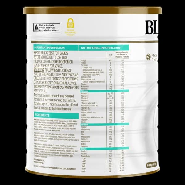 Sữa bột cho bé Blackmores Newborn Formula số 1 900g (0 - 6 tháng tuổi)