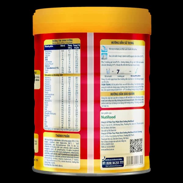  Sữa bột cho bé Nutifood GrowPLUS+ Đỏ 1+ 900g (1 - 2 tuổi)