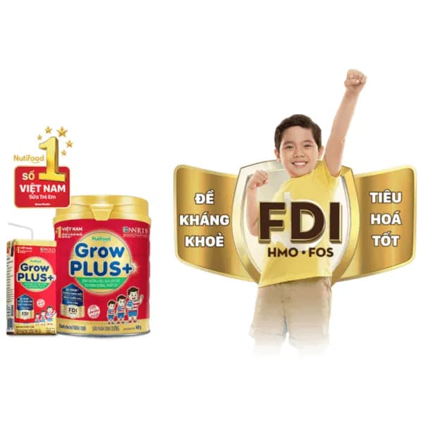 Sữa bột cho bé Nutifood GrowPLUS+ Đỏ 1+ 900g (1 - 2 tuổi)