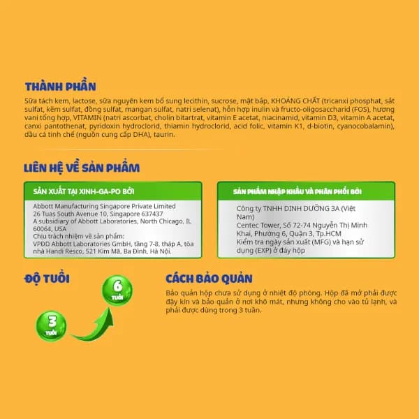 Sữa bột cho bé Abbott Grow 3+ 850g (3 - 6 tuổi)