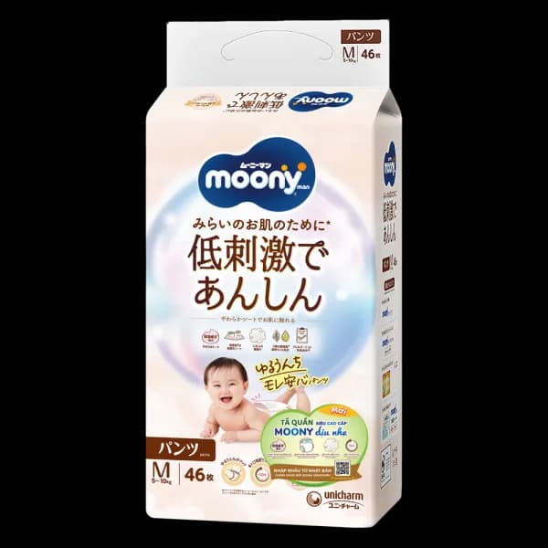 Tã quần Moony Natural/Moony Dịu nhẹ size M (46 miếng)