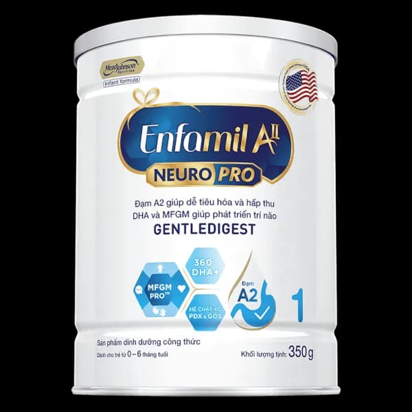 Sữa bột cho bé Enfamil A2 NeuroPro số 1 350g (Infant Formula, 0 - 6 tháng tuổi)