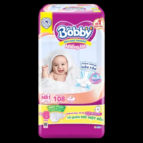 Miếng lót Bobby size NEWBORN1 (108 miếng, dưới 5kg)
