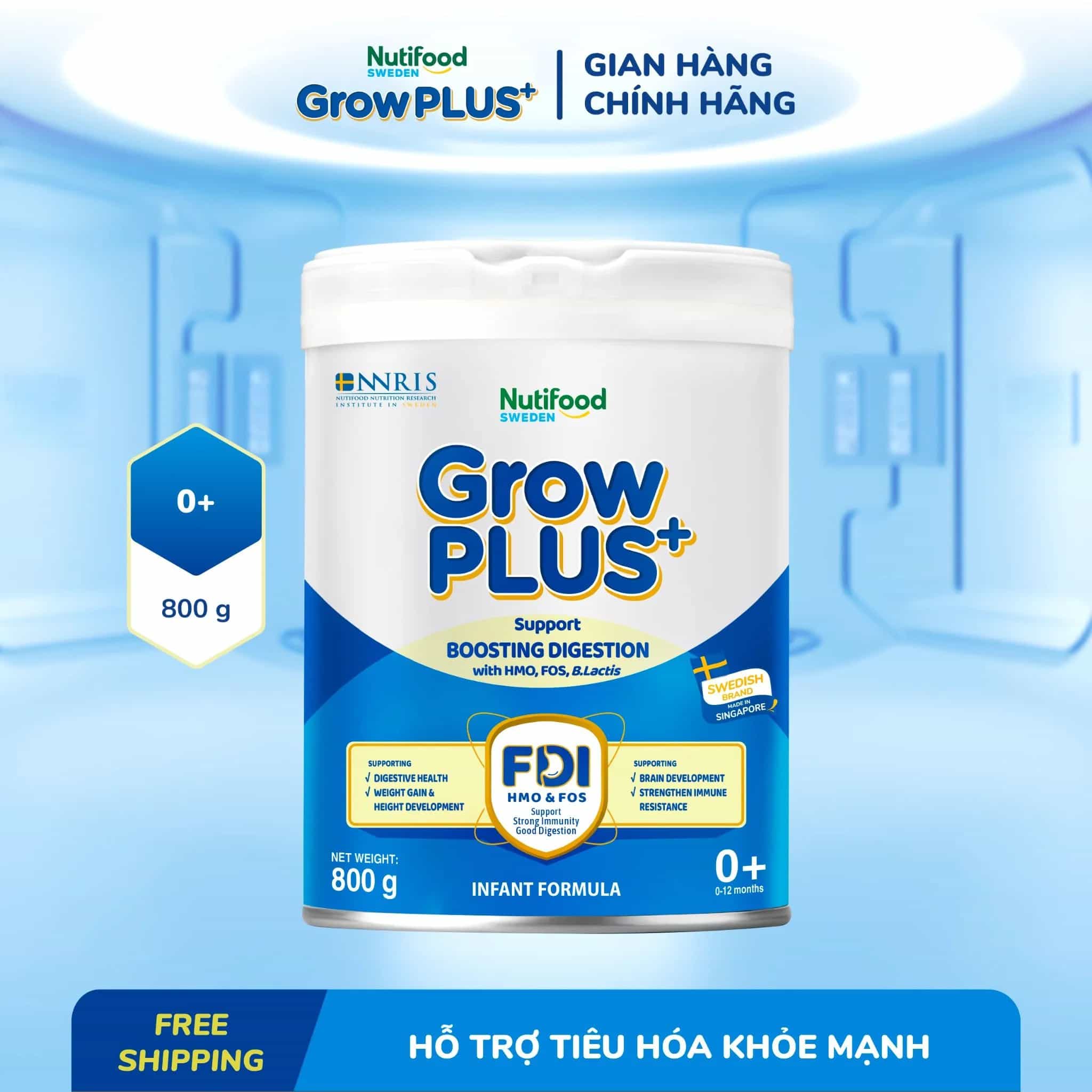 Sữa bột cho bé Nutifood GrowPLUS+ Tiêu Hóa 800g (0 - 12 tháng tuổi)
