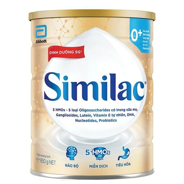 Sữa bột cho bé Similac 5G 0+ 850g (0 - 12 tháng tuổi)