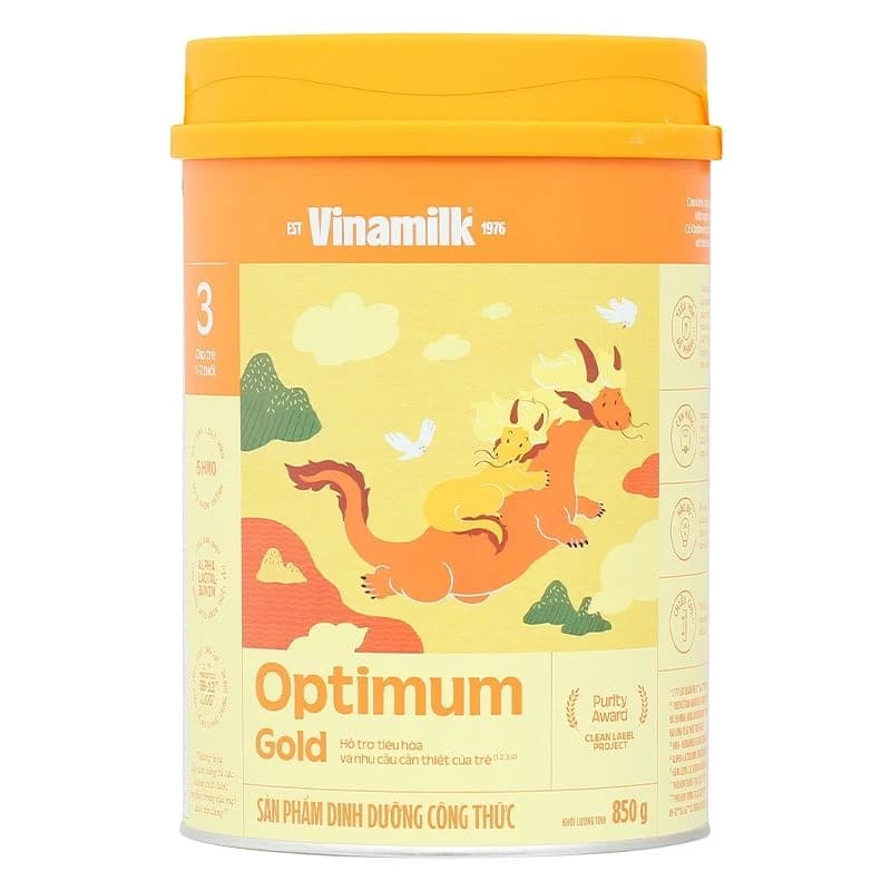 Sữa bột cho bé Vinamilk Optimum Gold 3 850g (1 - 2 tuổi)