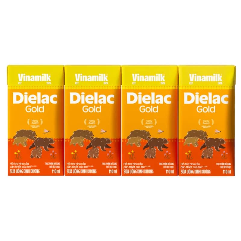 Sữa bột pha sẵn Vinamilk Dielac Gold 110ml (lốc 4 hộp, trên 1 tuổi)