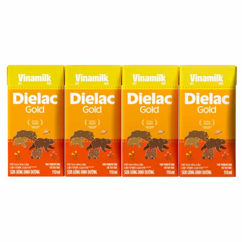 Sữa bột pha sẵn Vinamilk Dielac Gold 110ml (lốc 4 hộp, trên 1 tuổi)