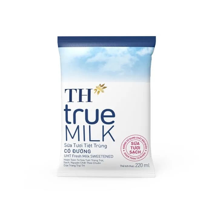 Sữa tươi TH true MILK Có đường bịch 220ml