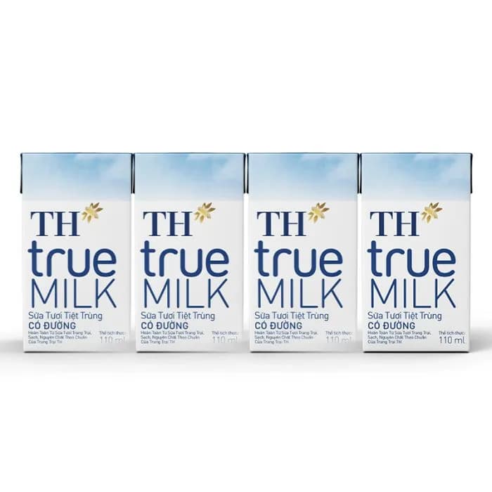 Sữa tươi TH true MILK Có đường hộp 110ml (lốc 4 hộp)