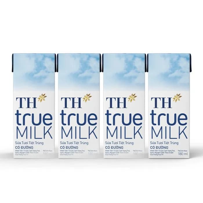 Sữa tươi TH true MILK Có đường hộp 180ml (lốc 4 hộp)