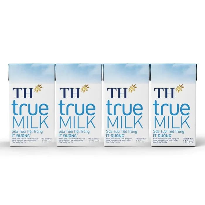 Sữa tươi TH true MILK Ít đường hộp 110ml (lốc 4 hộp)