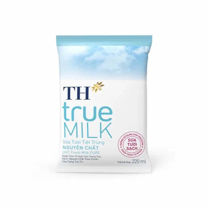 Sữa tươi TH true MILK Nguyên chất bịch 220ml