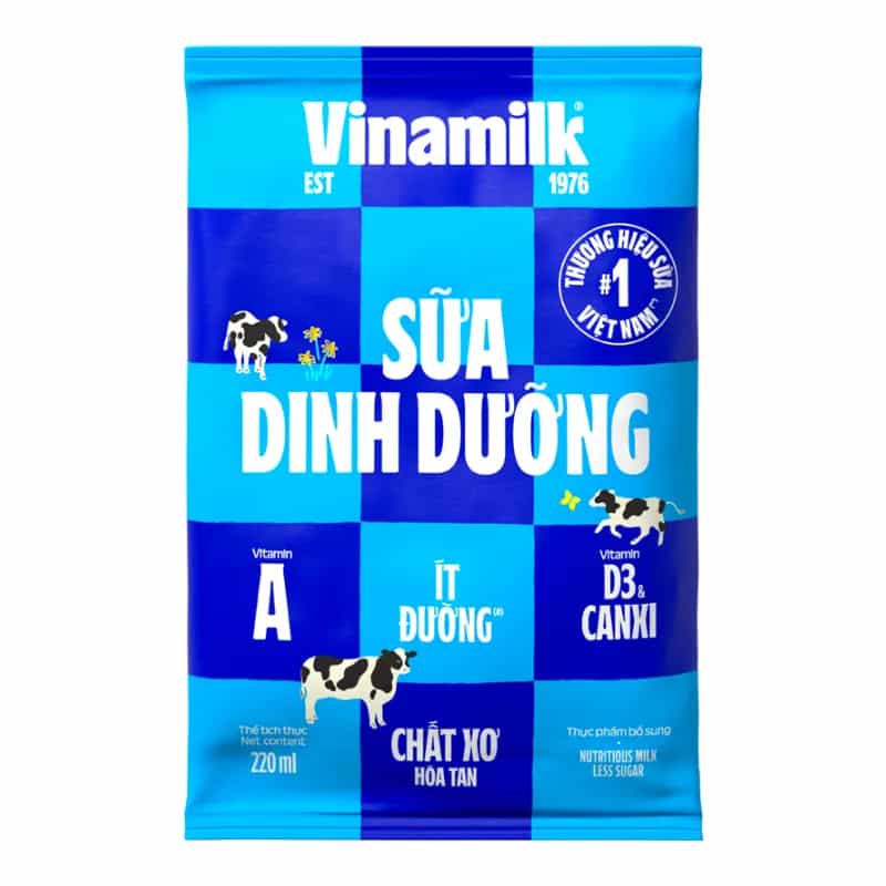 Sữa tươi Vinamilk Ít đường bịch 220ml