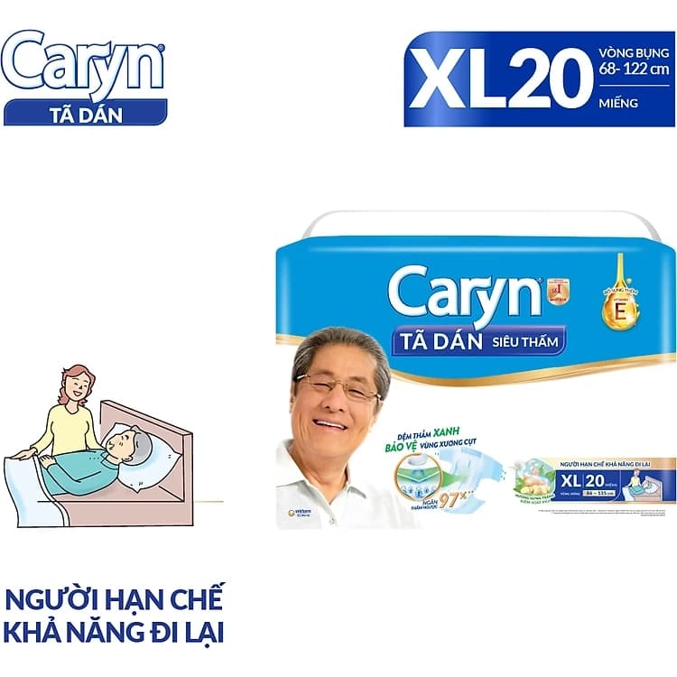 Tã dán Caryn siêu thấm size XL (20 miếng)