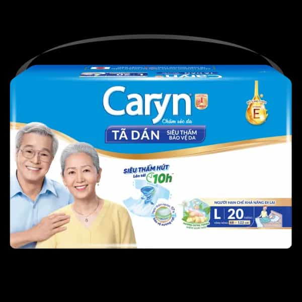 Tã dán giấy Caryn Siêu Thấm size L (20 miếng, hông 68 - 122cm)
