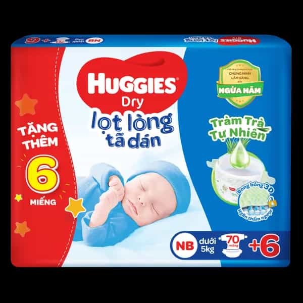 Tã dán sơ sinh Huggies size NEWBORN (70 + 6 miếng, dưới 5kg)