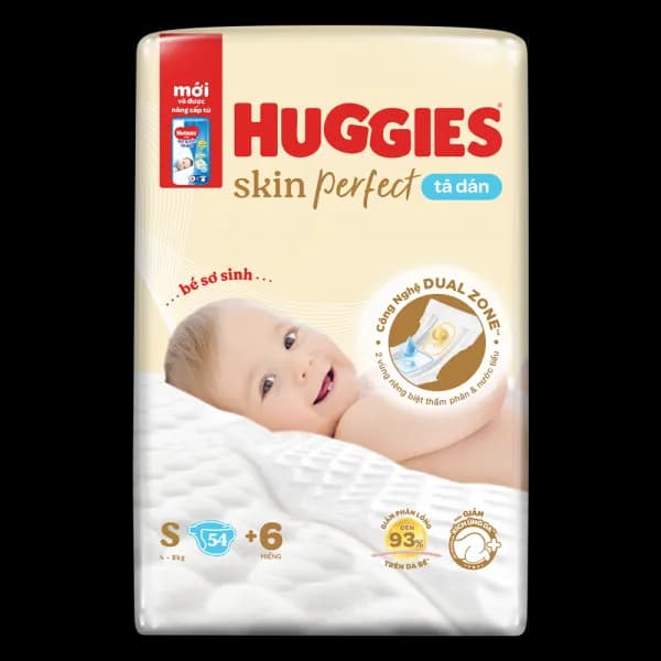 Tã dán sơ sinh Huggies Skin Perfect size S (54 miếng, 4 - 8kg)