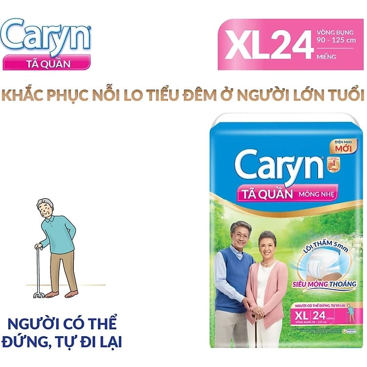 Tã quần Caryn mỏng nhẹ size XL (24 miếng)