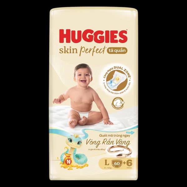 Tã quần Huggies SkinPerfect Pants size L (60 + 6 miếng, 9 - 14kg)