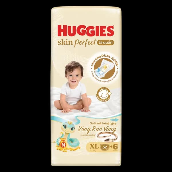 Tã quần Huggies SkinPerfect Pants size XL (52 + 6 miếng, 12 - 17kg)