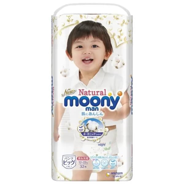 Tã quần Moony Natural/Moony Dịu nhẹ size XL (32 miếng)