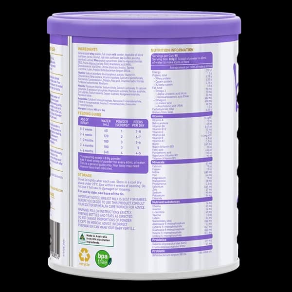 Sữa bột cho bé Bubs Supreme A2 số 1 800g (0 - 6 tháng tuổi)