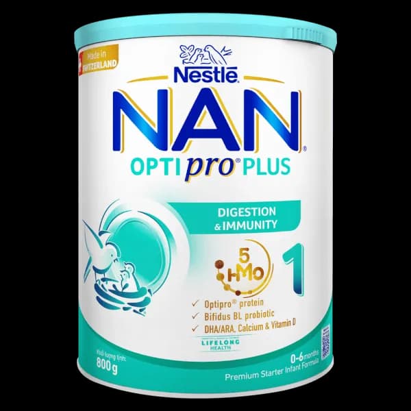 Sữa bột cho bé Nestle NAN Optipro Plus 1 800g 5HMO (0 - 6 tháng tuổi)