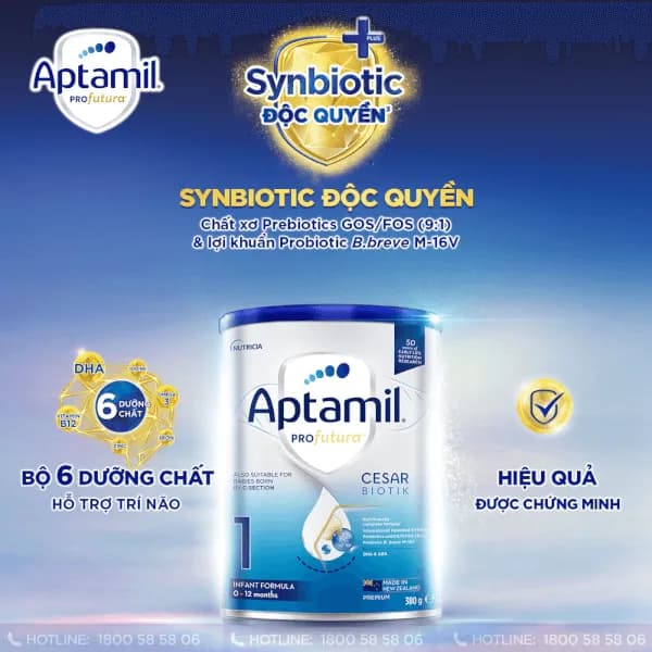 Sữa bột cho bé Aptamil Profutura Cesarbiotik New Zealand số 1 380g (0 - 12 tháng tuổi)