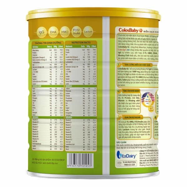 Sữa bột cho bé Colosbaby IQ Gold 1+ 800g (1 - 2 tuổi)