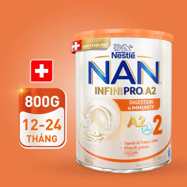 Sữa bột cho bé Nestle NAN INFINIPRO A2 số 2 800g 5HMO (1 - 2 tuổi)