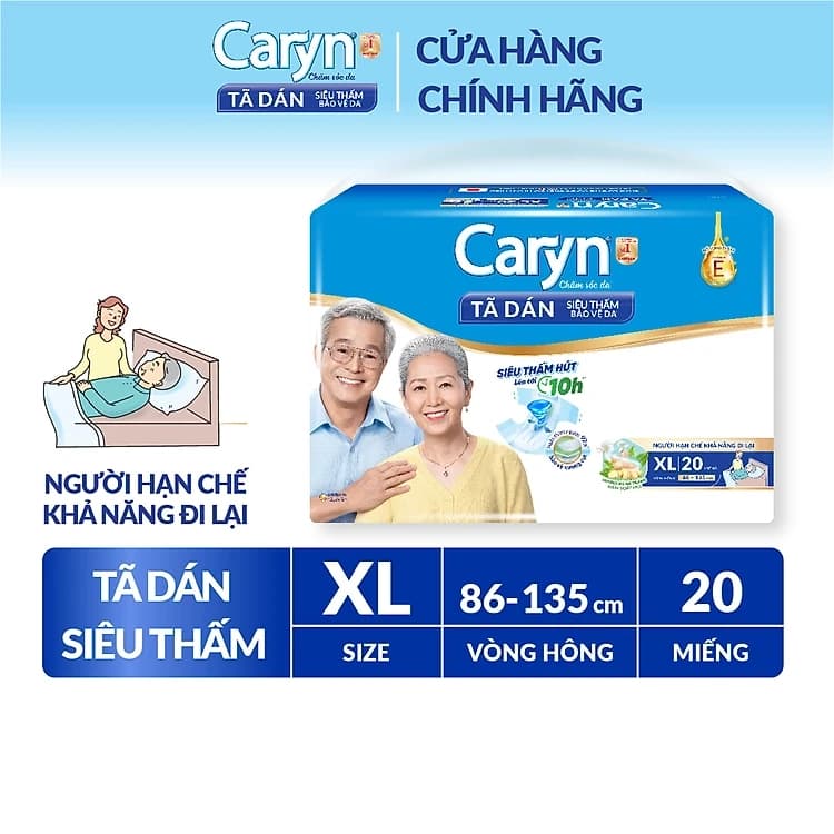 Tã dán Caryn siêu thấm size XL (20 miếng)