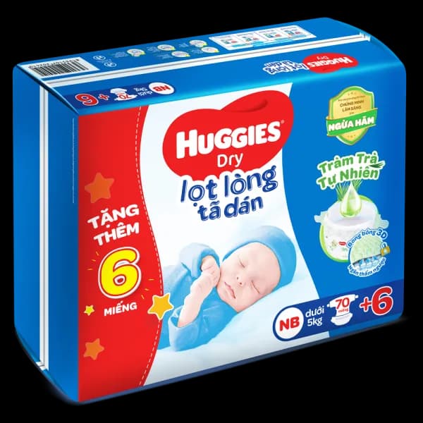 Tã dán sơ sinh Huggies size NEWBORN (70 + 6 miếng, dưới 5kg)