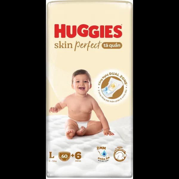 Tã quần Huggies SkinPerfect Pants size L (60 + 6 miếng, 9 - 14kg)