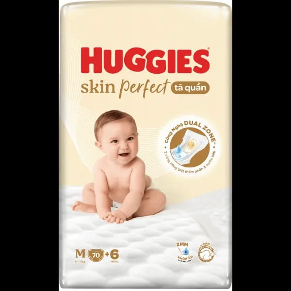Tã quần Huggies SkinPerfect Pants size M (70 + 6 miếng, 6 - 11kg)