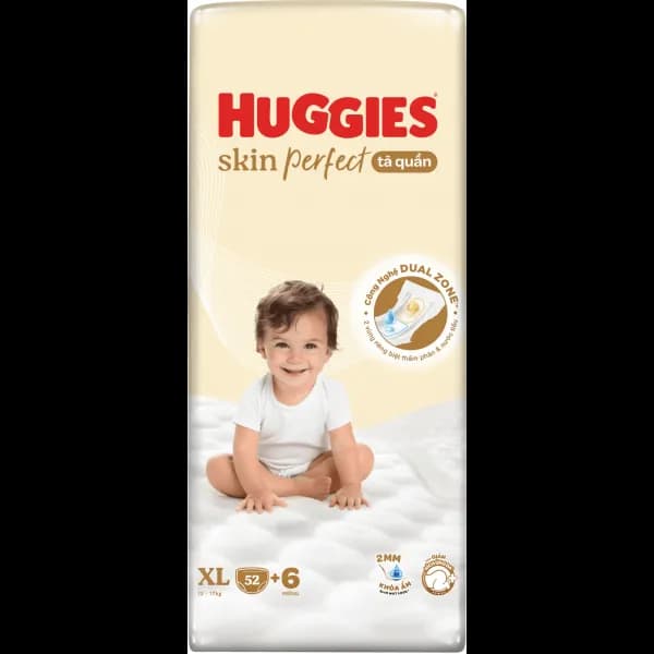 Tã quần Huggies SkinPerfect Pants size XL (52 + 6 miếng, 12 - 17kg)