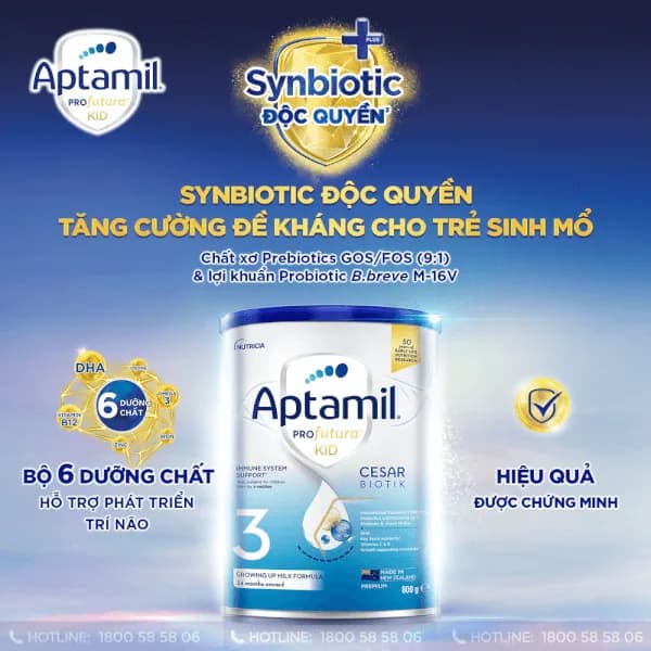 Sữa bột cho bé Aptamil Profutura KID Cesarbiotik New Zealand số 3 800g (từ 2 tuổi)