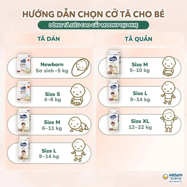 Tã dán Moony Natural/Moony Dịu nhẹ size L (38 miếng)