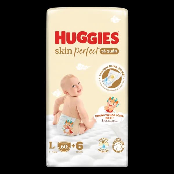 Tã quần Huggies SkinPerfect Pants size L (60 + 6 miếng, 9 - 14kg)