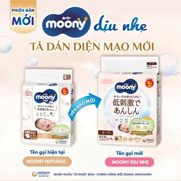 Tã dán Moony Natural/Moony Dịu nhẹ size L (38 miếng)