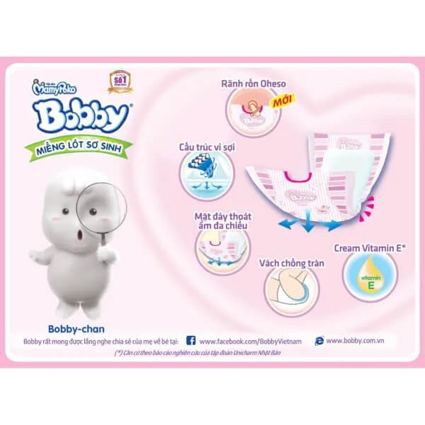 Miếng lót Bobby size NEWBORN1 (108 miếng, dưới 5kg)