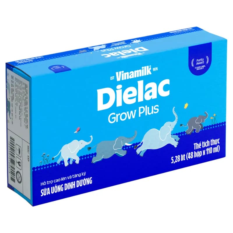 Sữa bột pha sẵn Vinamilk Dielac Grow Plus 110ml (lốc 4 hộp, trên 1 tuổi)