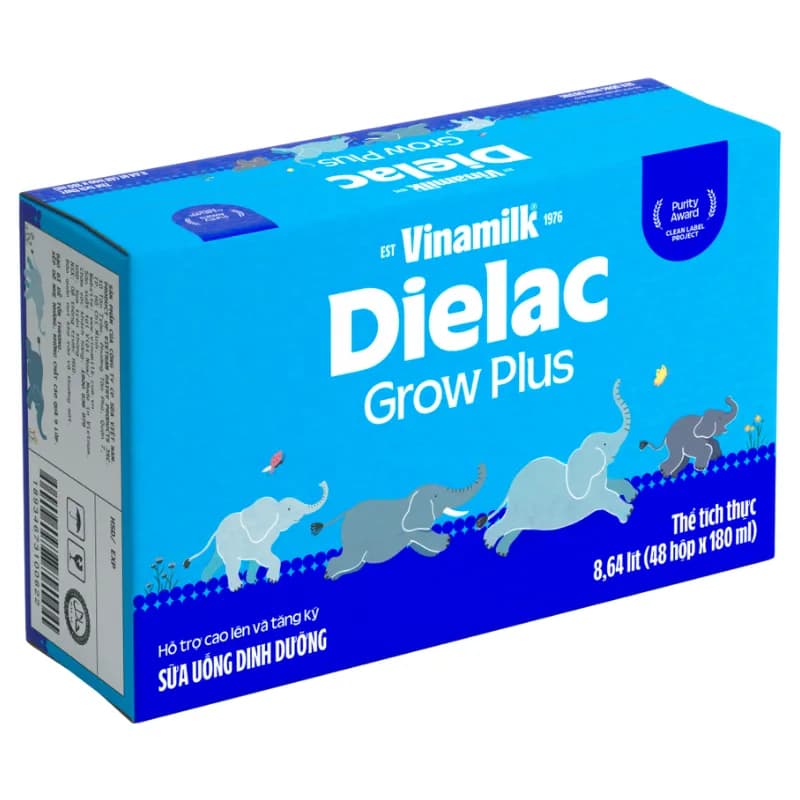 Sữa bột pha sẵn Vinamilk Dielac Grow Plus 180ml (lốc 4 hộp, trên 1 tuổi)
