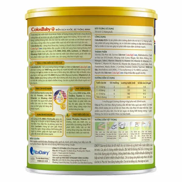 Sữa bột cho bé Colosbaby IQ Gold 0+ 800g (0 - 12 tháng tuổi)